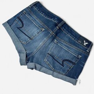 Vintage Y2K Low Rise Micro Shorts, American Eagle, Blue Denim, Size 6